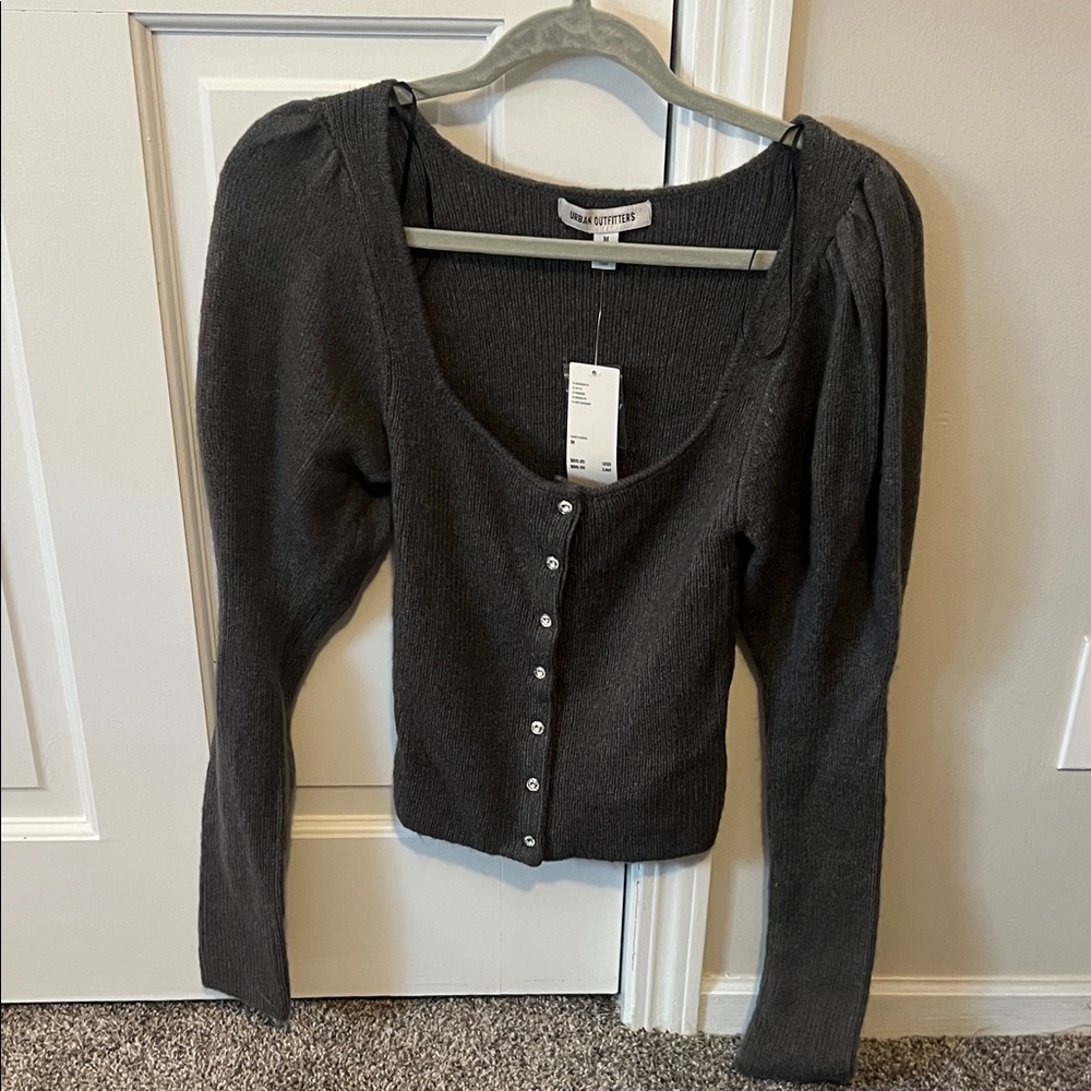 Urban Outfitters Charcoal Button-Up sweater top size M